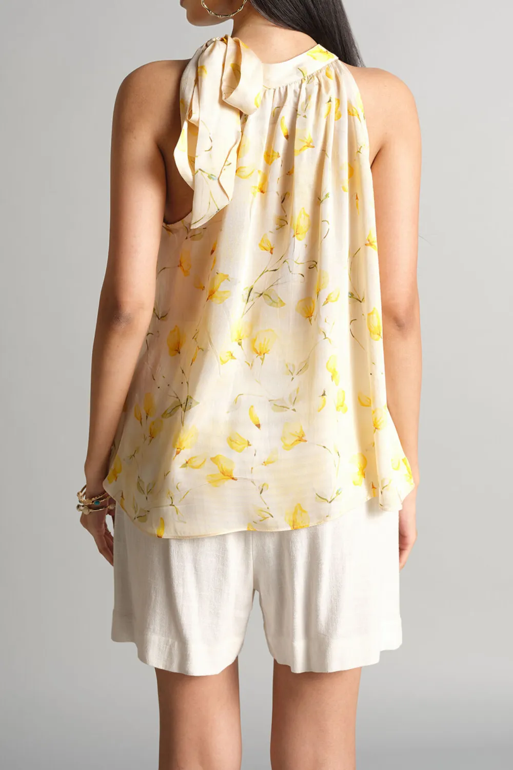 Halter Neck Yellow Bloom Top