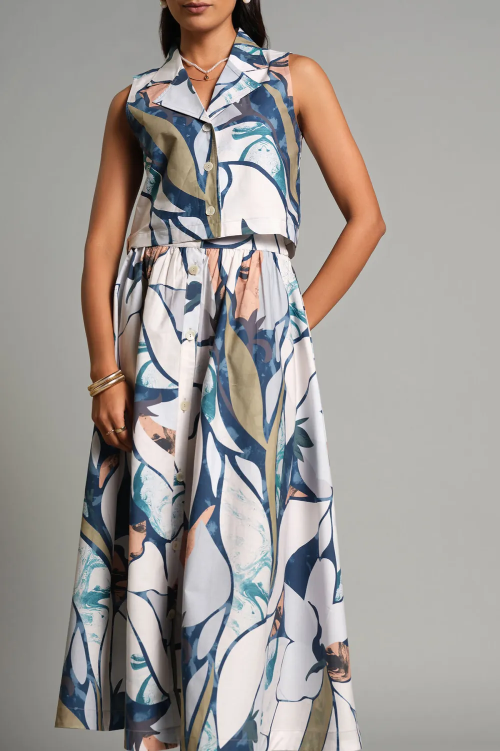 Grey Casual Style Skirt Set