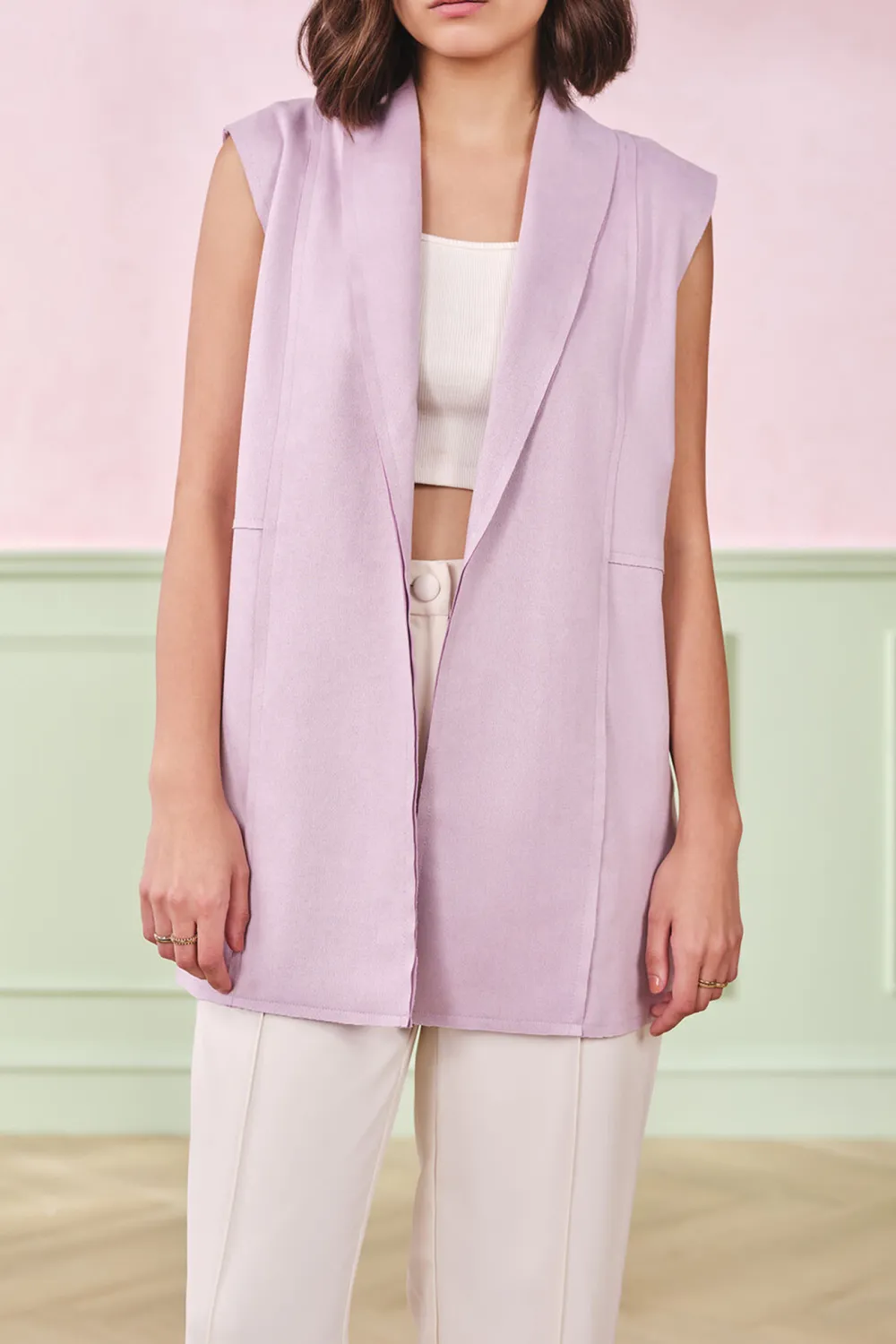 Lilac Sleeveless Casual Style Outerwear