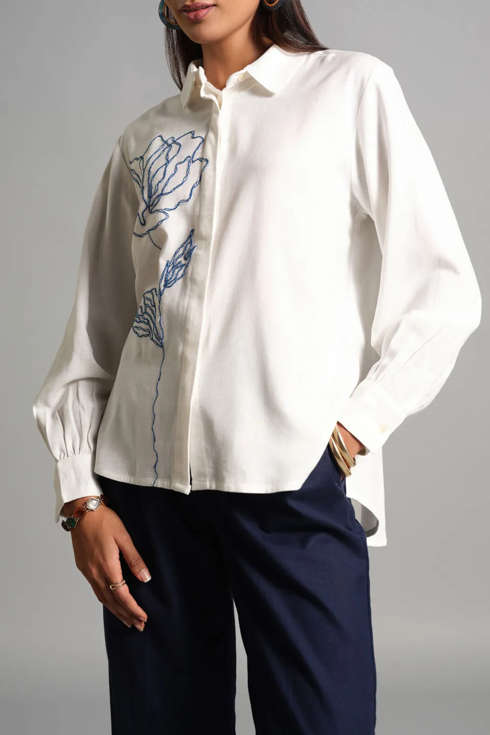 Casual Style Flower Canvas Shirt